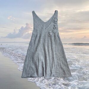 *SOLD* Vintage Y2K 90s coquette ballet babydoll grey knitted sleeveless dress